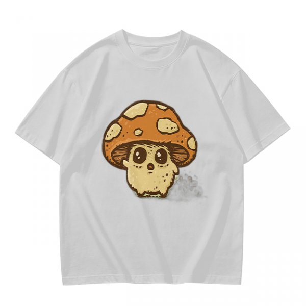 Olive Green T-Shirt With Cute Mushroom Skull Graphic