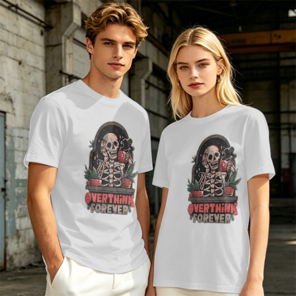 Olive Skeleton Overthink Forever Graphic T-Shirt