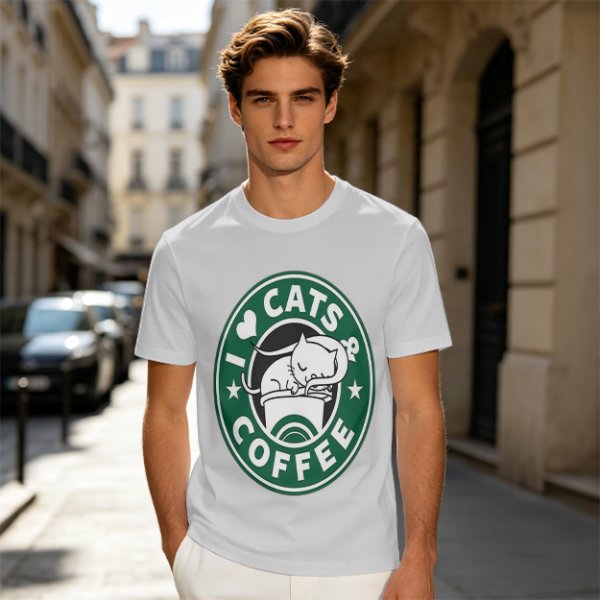 I Love Cats And Coffee Graphic T-Shirt