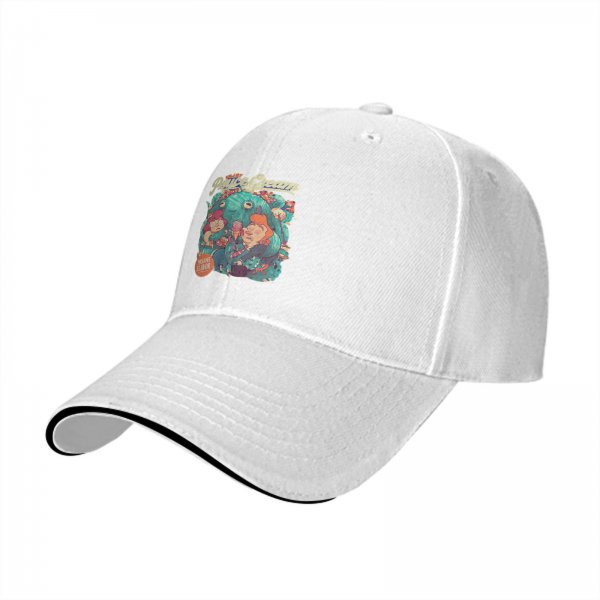 Black Baseball Cap with Psychedelic Ice Cream Monster Graphic Print