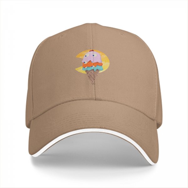 Black Baseball Cap With Pac-Man Ice Cream Cone Graphic