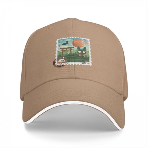 Black Baseball Cap with Anime Stamp Print Design
