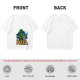 Olive Green T-Shirt with Alien Eating Pizza UFO Graphic