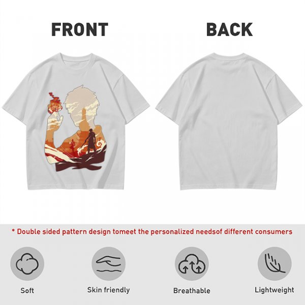 Anime Fire Bender Silhouette Graphic T-Shirt