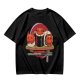 Olive t-shirt with cute cat sushi characters on a wooden platter