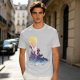 Olive T-Shirt with Watercolor Witch and Moon Art Print