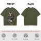 Olive T-shirt with Ghostface driving a Ghostbusters-style car graphic
