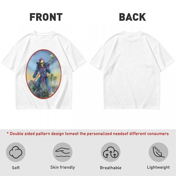 Olive T-Shirt Featuring Skeletor Holding His Havoc Staff