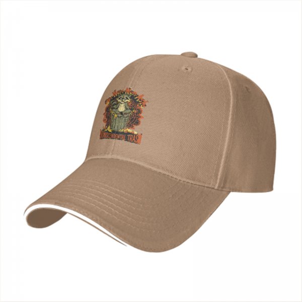 Black Baseball Cap With Raccoon Transcendental Trash Graphic