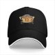 Black baseball cap with retro espresso coffee cup graphic