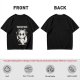 Olive graphic t-shirt with angry cartoon cat holding knife