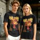 Olive green t-shirt with whimsical miso character graphic print