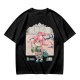 Olive green t-shirt with cherry blossom festival dog character print