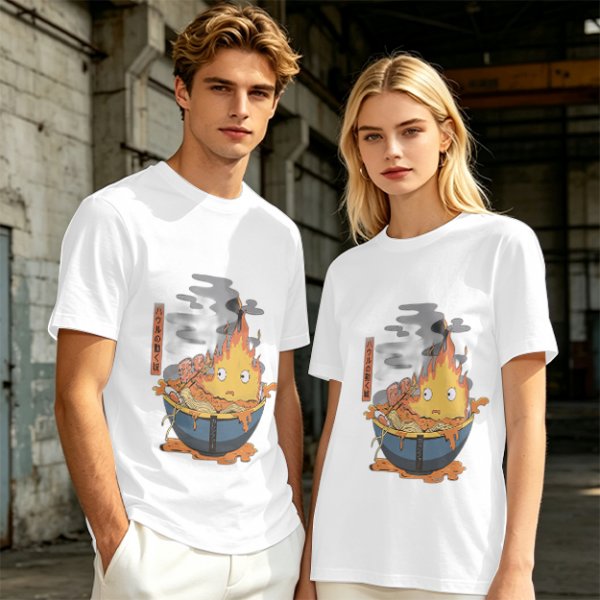 Howl's Moving Castle Calcifer Ramen Graphic T-Shirt