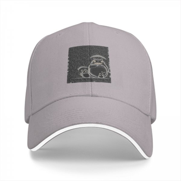 Black Baseball Cap With Totoro Family Line Art Print