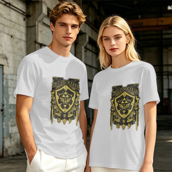 Timeless Ocarina Zelda Shield Graphic Olive T-Shirt