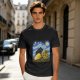 Olive T-Shirt with Starry Night Cat and Sunflowers Art Print