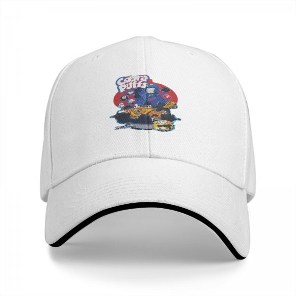Black Baseball Cap With Cobra Puffs Graphic Print