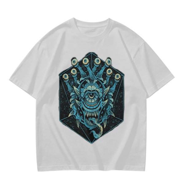 Olive T-Shirt With Blue Beholder Monster Graphic Print