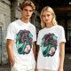 Olive T-Shirt With Mermaid And Seashell Graphic Print