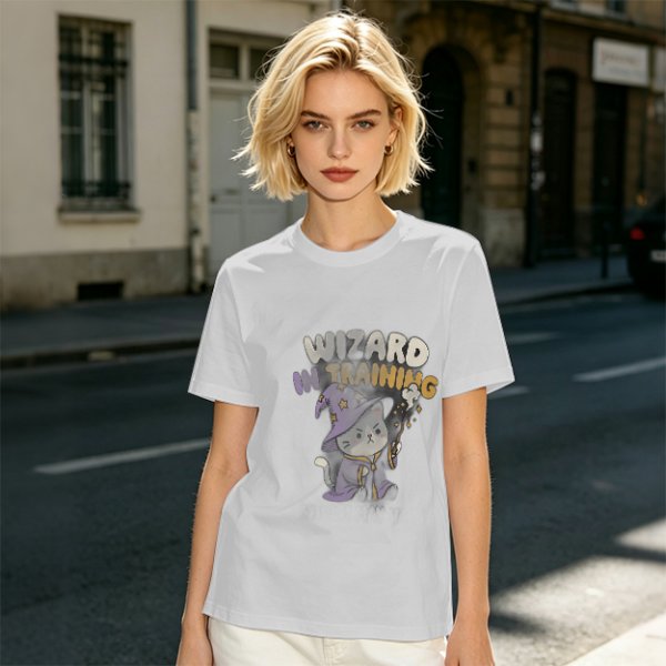 Wizard In Training Cat Graphic Olive T-Shirt
