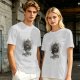 Olive T-Shirt With Skeleton Couple Embracing Red Heart Print