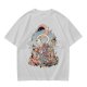 Olive T-Shirt With Whimsical Cat Crescent Moon Artwork