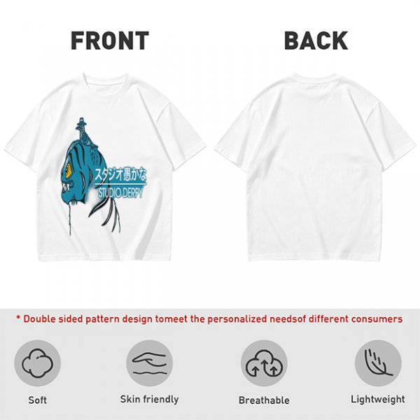 Olive Graphic T-Shirt with Blue Tiger and Studio Derpy Text