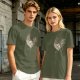 Olive Green T-Shirt With Vintage Rooster Graphic Print