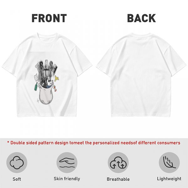 Olive graphic t-shirt with Trash Club raccoon and panda in trash can print