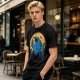 Olive T-Shirt Featuring Giant Cookie Monster Holding Cookie Against Moon