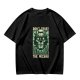 Olive green t-shirt with 'Don't Trust The Wizard' robot graphic print