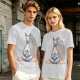 Olive T-Shirt With Meditating Llama Rainbow Graphic