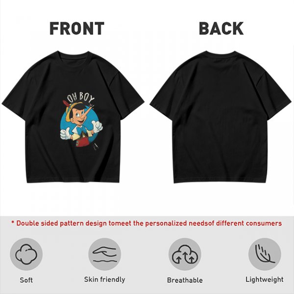Olive T-Shirt with Pinocchio 'Oh Boy' Graphic Print