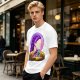Olive T-Shirt With Purple Haired Woman And Concert Stage Print