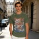 Olive T-Shirt With Great Wave Inspired Monster Ramen Bowl Art