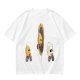 Olive T-Shirt With Cartoon Characters Riding Bikes Through Portal