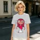 Olive Green T-Shirt With Creepy Cartoon Girl Print