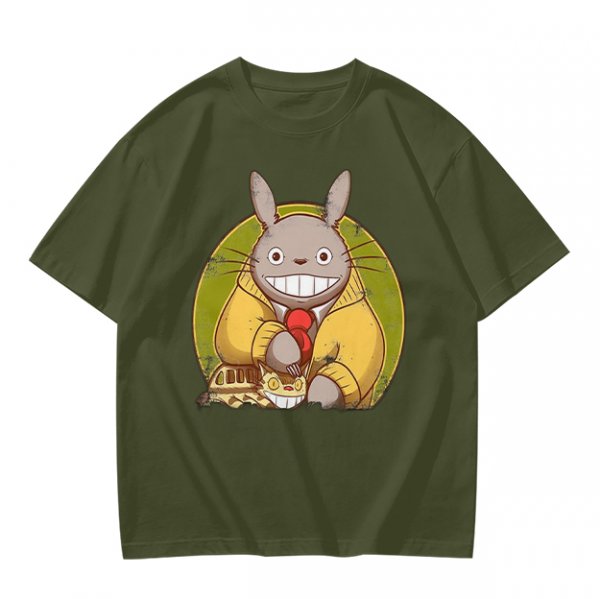 Totoro in Yellow Cardigan with Catbus Graphic T-Shirt