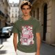Olive T-Shirt with Strawberry Milk Carton Cat Shop Graphic