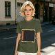 Olive Green T-Shirt With Distressed Retro TV Graphic Print
