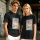 Olive T-shirt with Japanese style dragon and lightning graphic print