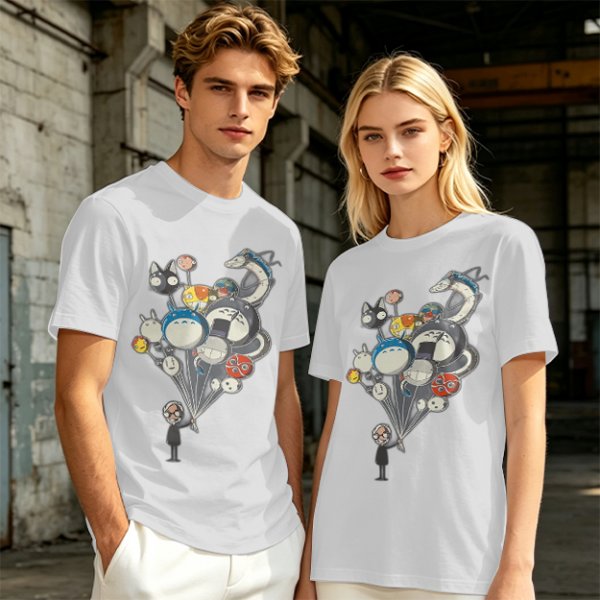 Olive T-Shirt With Studio Ghibli Character Balloon Print