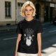 Olive graphic t-shirt with Trash Club raccoon and panda in trash can print