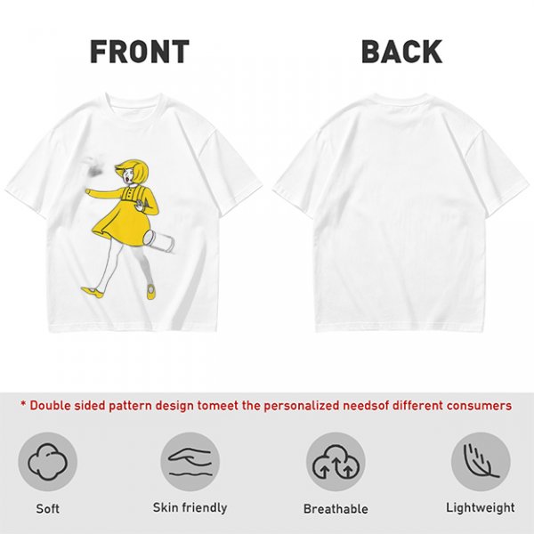 Olive Green T-Shirt With Whimsical Yellow Girl Graphic Print