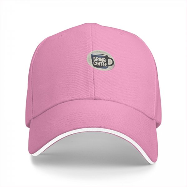 Black baseball cap with Bring Coffee mug graphic design