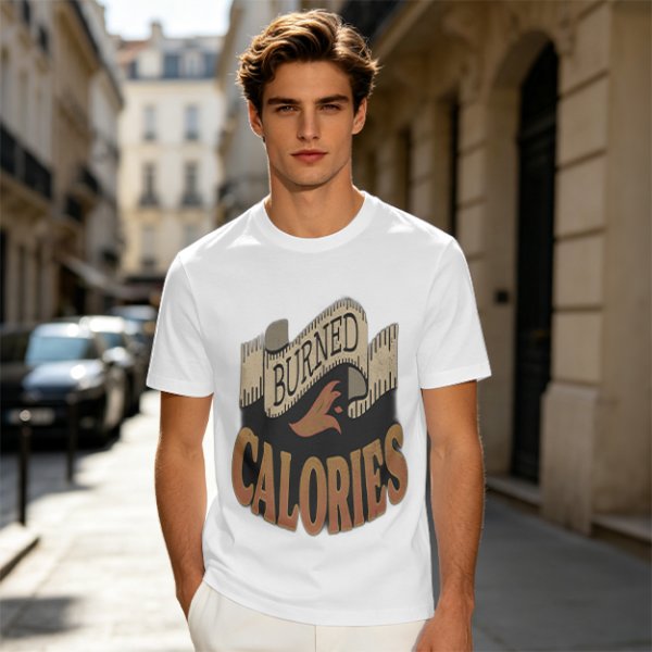 Olive Green Graphic T-Shirt with Burned Calories Print