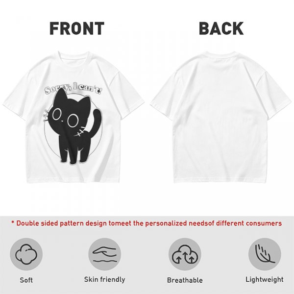 Olive T-Shirt With Sorry I Can't Black Cat Graphic Print