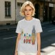 Olive T-shirt with cartoon characters print featuring Totoro and small figures