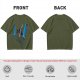 Olive Graphic T-Shirt With Futuristic Silhouette Figures Print
